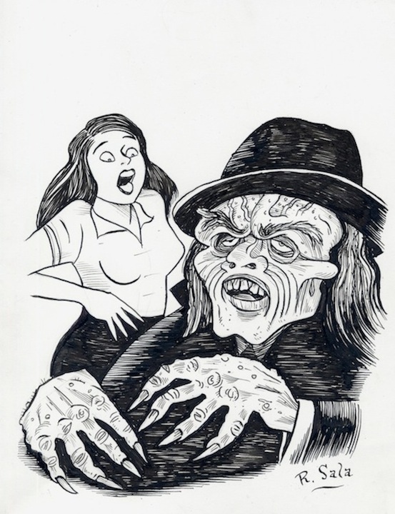 "Dark Intruder - Pen and Ink" is copyright ©2008 by Richard Sala.  All rights reserved.  Reproduction prohibited.