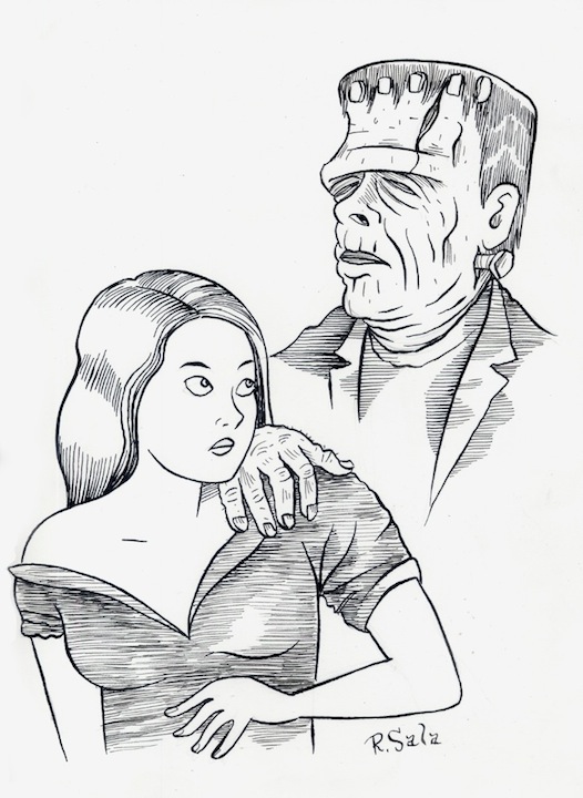 "Frankenstein Monster - Pen and Ink" is copyright ©2008 by Richard Sala.  All rights reserved.  Reproduction prohibited.