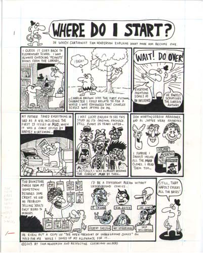 "Where Do I Start?, 1 of 4" is copyright ©2008 by Sam Henderson.  All rights reserved.  Reproduction prohibited.