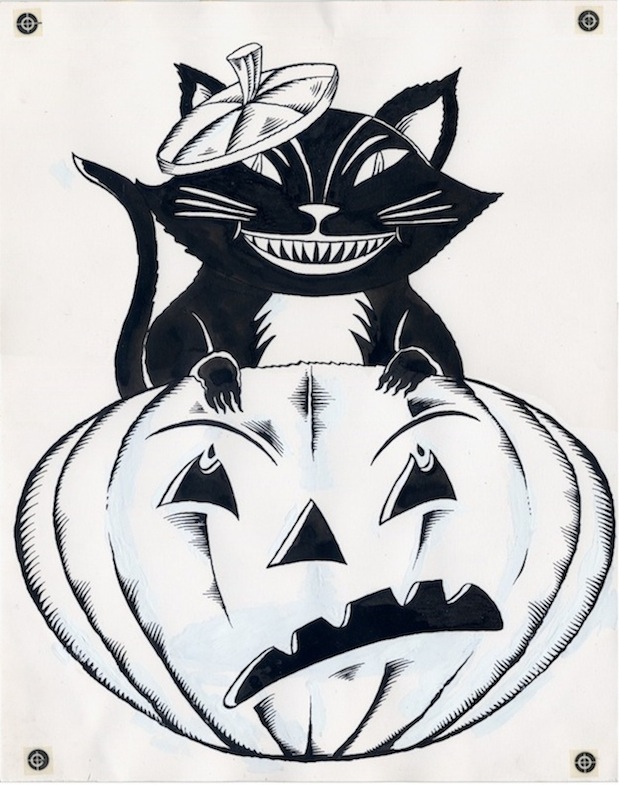 "Black Cat Halloween Decoration Orig. Line Art" is copyright ©2008 by Richard Sala.  All rights reserved.  Reproduction prohibited.