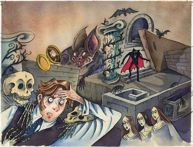 "DRACULA 9" is copyright ©2008 by Richard Sala.  All rights reserved.  Reproduction prohibited.