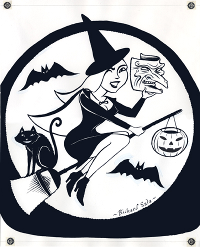 "Cute Halloween Witch Original Art" is copyright ©2008 by Richard Sala.  All rights reserved.  Reproduction prohibited.