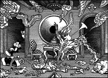 "HOLY NIGHT" is copyright ©2008 by Jim Woodring.  All rights reserved.  Reproduction prohibited.