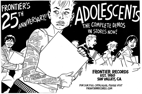 "Frontier Records ad" is copyright ©2008 by Jaime Hernandez.  All rights reserved.  Reproduction prohibited.