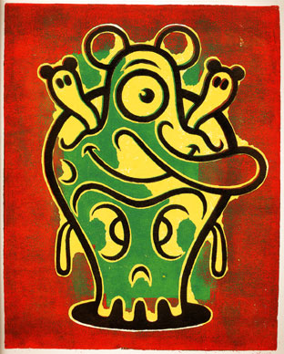 "block print - Happy Skull" is copyright ©2008 by Dennis Worden.  All rights reserved.  Reproduction prohibited.