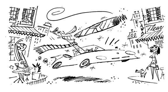 "Washington Post - Porsche and Cigar" is copyright ©2008 by Bob Staake.  All rights reserved.  Reproduction prohibited.
