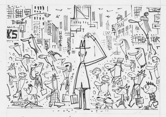 "Washington Post - Perplexed Man In Times Square" is copyright ©2008 by Bob Staake.  All rights reserved.  Reproduction prohibited.