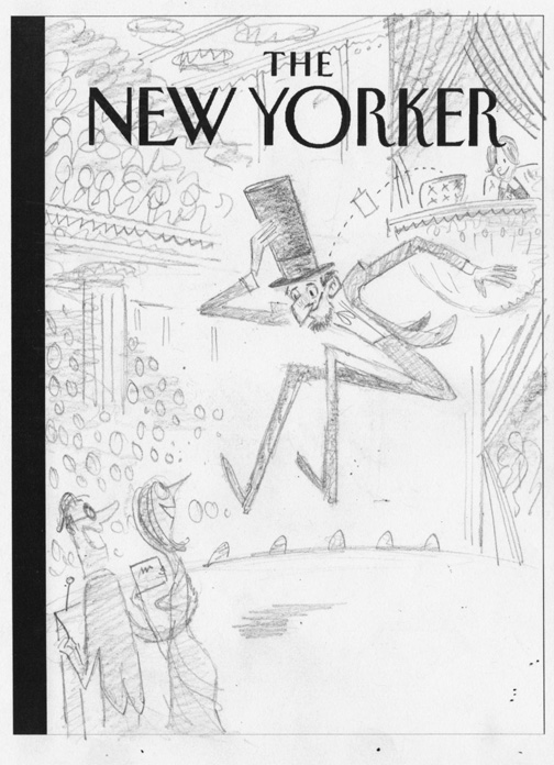 "New Yorker - Lincoln In The Balcony" is copyright ©2008 by Bob Staake.  All rights reserved.  Reproduction prohibited.