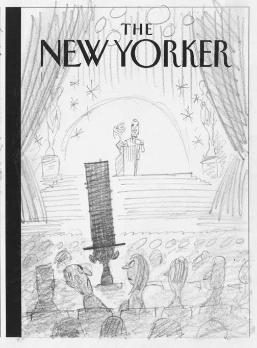 "New Yorker - Lincoln Pissing Off Oscar Crowd" is copyright ©2008 by Bob Staake.  All rights reserved.  Reproduction prohibited.