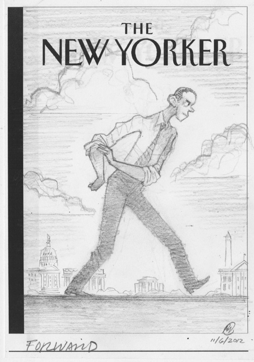 "New Yorker - Obama Goes Forward" is copyright ©2008 by Bob Staake.  All rights reserved.  Reproduction prohibited.