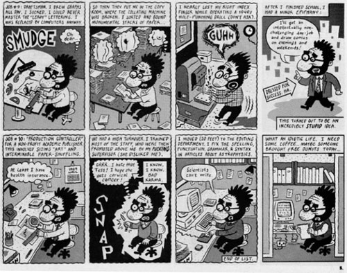 "SCHIZO # 3, page 5 (bottom half)" is copyright &copy;2008 by Ivan Brunetti.  All rights reserved.  Reproduction prohibited.
