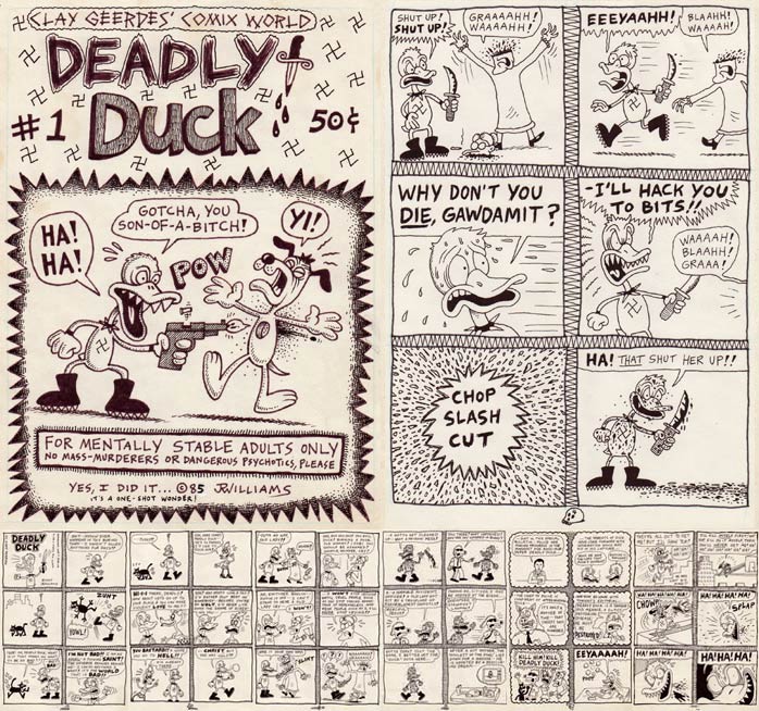 "DEADLY DUCK 8-pg. mini-comic, '85" is copyright ©2008 by J.R. Williams.  All rights reserved.  Reproduction prohibited.