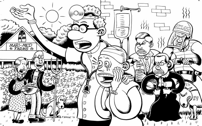 "High Times Illo" is copyright &copy;2008 by Peter Bagge.  All rights reserved.  Reproduction prohibited.