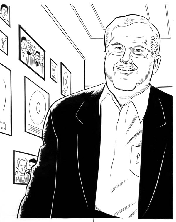 "Fast Company:  Portrait of Lou Pearlman" is copyright ©2008 by Daniel Clowes.  All rights reserved.  Reproduction prohibited.