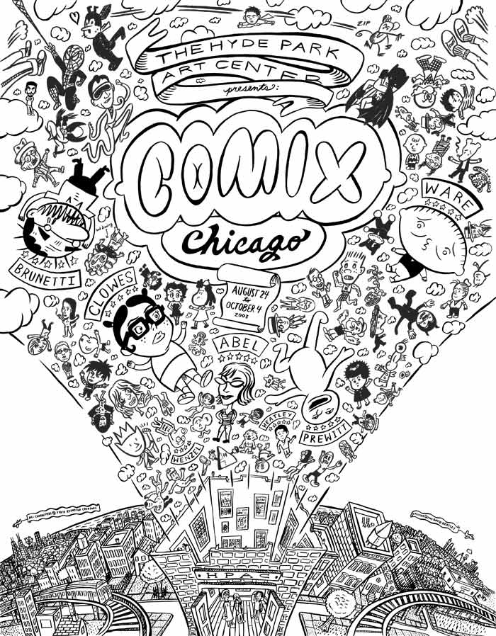 "Comix Chicago poster Line Art" is copyright ©2008 by David Heatley.  All rights reserved.  Reproduction prohibited.