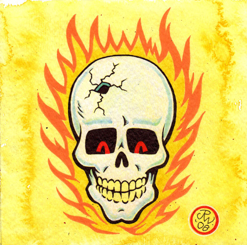 "Flaming Skull" is copyright ©2008 by J.R. Williams.  All rights reserved.  Reproduction prohibited.
