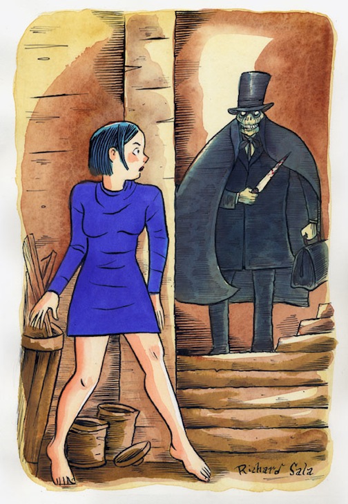 "Peculia Meets Jack The Ripper" is copyright ©2008 by Richard Sala.  All rights reserved.  Reproduction prohibited.