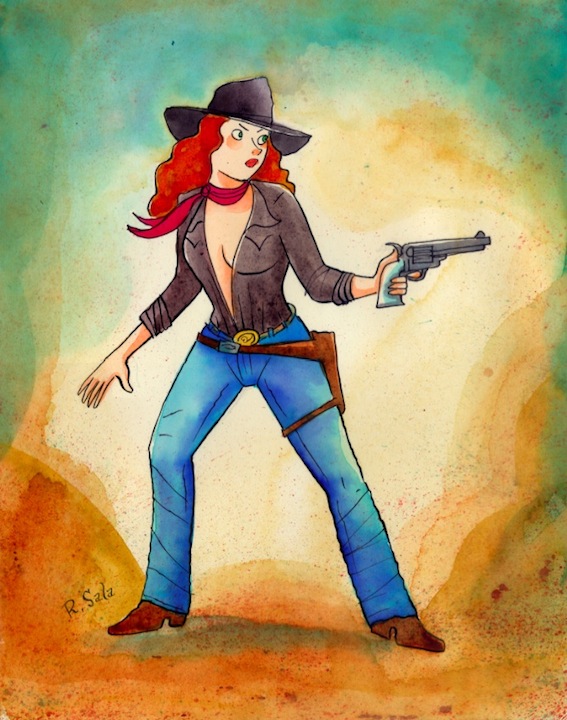 "Violent Girls 3 - Lawless Cowgirl" is copyright ©2008 by Richard Sala.  All rights reserved.  Reproduction prohibited.