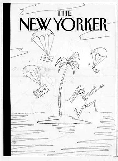 "New Yorker Cover Sketch (Deserted Island)" is copyright ©2008 by Bob Staake.  All rights reserved.  Reproduction prohibited.