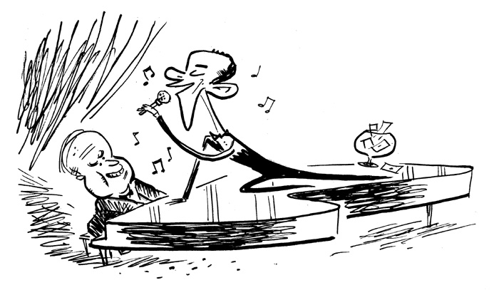 "Washington Post Illustration - Obama and McCain" is copyright ©2008 by Bob Staake.  All rights reserved.  Reproduction prohibited.