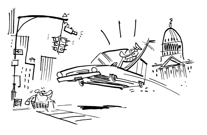 "Washington Post Illustration - Speeding Camera" is copyright ©2008 by Bob Staake.  All rights reserved.  Reproduction prohibited.