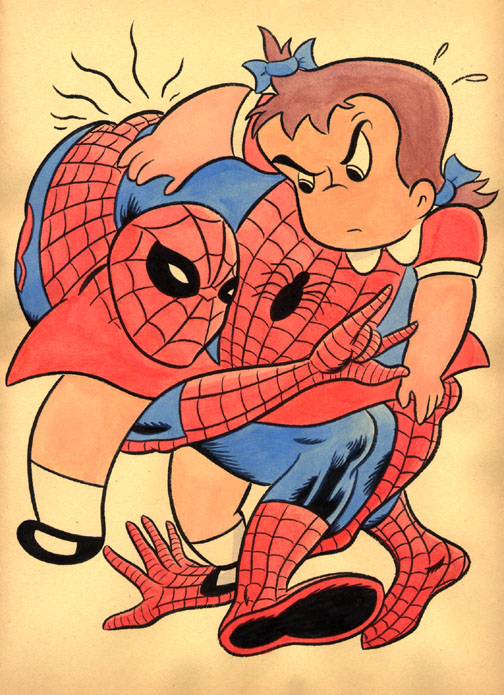 "*CARTOON JUMBLE -SPIDER-MAN AND LITTLE AUDREY" is copyright ©2008 by Jeremy Eaton.  All rights reserved.  Reproduction prohibited.