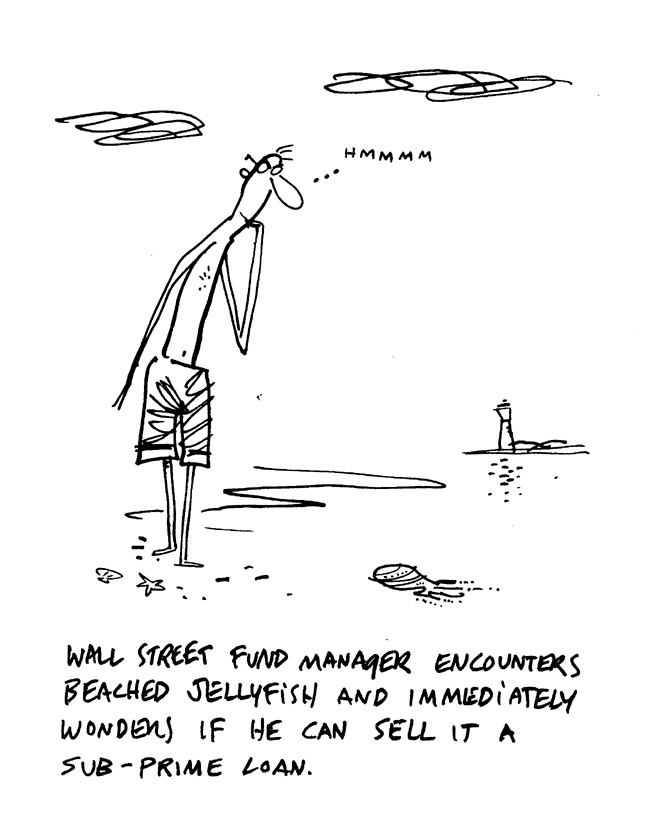 "The Wall Street Fund Manager and the Jellyfish" is copyright ©2008 by Bob Staake.  All rights reserved.  Reproduction prohibited.