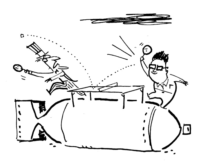 "Washington Post Illustration - Kim Jong Il vs. Sam" is copyright ©2008 by Bob Staake.  All rights reserved.  Reproduction prohibited.