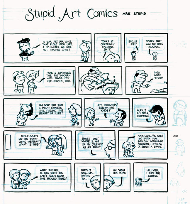 "Forlorn Funnies no.5: Stupid Art Comics Are Stupid" is copyright ©2008 by Paul Hornschemeier.  All rights reserved.  Reproduction prohibited.
