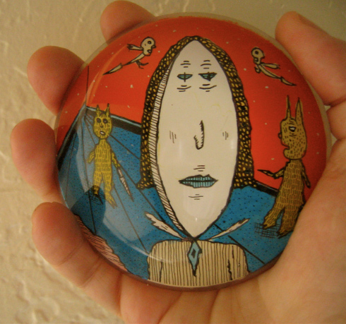 "Hand drawn/painted paperweight" is copyright ©2008 by Mark Beyer.  All rights reserved.  Reproduction prohibited.