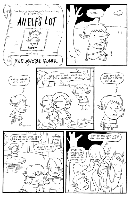 "An Elf's Lot, SPX 2005, page 1" is copyright ©2008 by Martin Cendreda.  All rights reserved.  Reproduction prohibited.