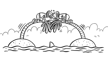 "Nickelodeon gag #41-Kissing Island" is copyright &copy;2008 by Johnny Ryan.  All rights reserved.  Reproduction prohibited.