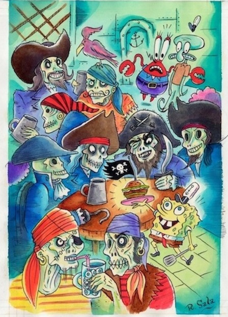 "SpongeBob Comics Full Page Pirate Art" is copyright ©2008 by Richard Sala.  All rights reserved.  Reproduction prohibited.