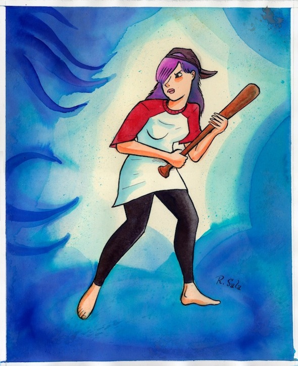 "Violent Girls: Short-tempered Slugger" is copyright ©2008 by Richard Sala.  All rights reserved.  Reproduction prohibited.