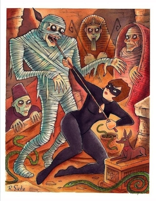 "CAT BURGLAR X - In The Treasure Room" is copyright ©2008 by Richard Sala.  All rights reserved.  Reproduction prohibited.