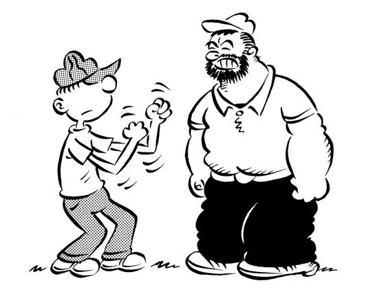 "Beetle Bailey vs. Bluto" is copyright &copy;2008 by Ivan Brunetti.  All rights reserved.  Reproduction prohibited.