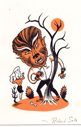 "Silkscreen: Wolfman" is copyright ©2008 by Richard Sala.  All rights reserved.  Reproduction prohibited.