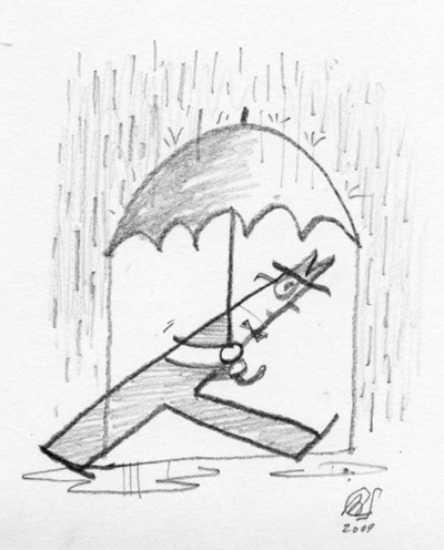 "Personal Sketch - Man With Umbrella" is copyright ©2008 by Bob Staake.  All rights reserved.  Reproduction prohibited.