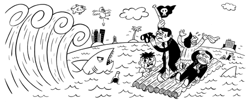 "Asahi Magazine-Lost At Sea" is copyright &copy;2008 by Johnny Ryan.  All rights reserved.  Reproduction prohibited.