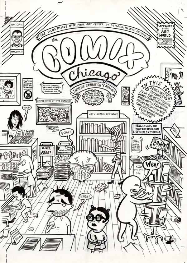 "Comix Chicago Exhibition catalog cover" is copyright ©2008 by David Heatley.  All rights reserved.  Reproduction prohibited.