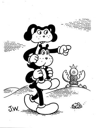 "OVER HERE" is copyright ©2008 by Jim Woodring.  All rights reserved.  Reproduction prohibited.