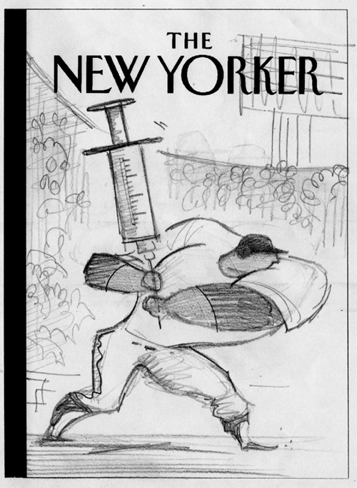 "New Yorker Cover Pencil Sketch 1  (rejected)" is copyright ©2008 by Bob Staake.  All rights reserved.  Reproduction prohibited.