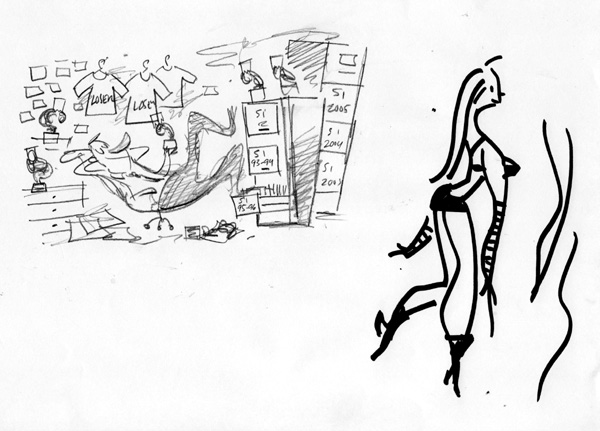 "Washington Post Sketch (w/ bonus hot chick doodle)" is copyright ©2008 by Bob Staake.  All rights reserved.  Reproduction prohibited.