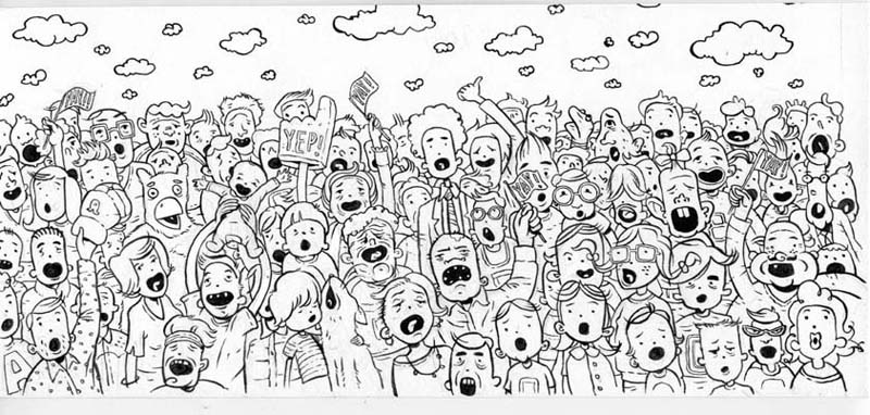 "Crowd scene for Nickelodeon Mag." is copyright ©2008 by Jordan Crane.  All rights reserved.  Reproduction prohibited.