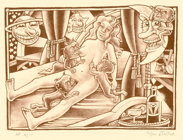 "'Lesbian Sex Scene' lithograph" is copyright ©2008 by Kim Deitch.  All rights reserved.  Reproduction prohibited.