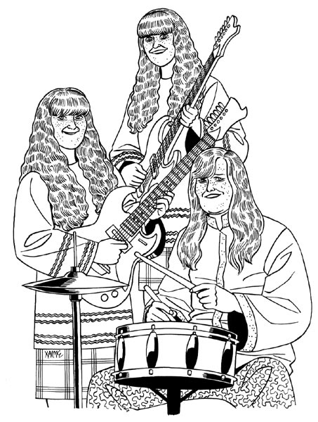 "'The Shaggs' illustration" is copyright ©2008 by Jaime Hernandez.  All rights reserved.  Reproduction prohibited.