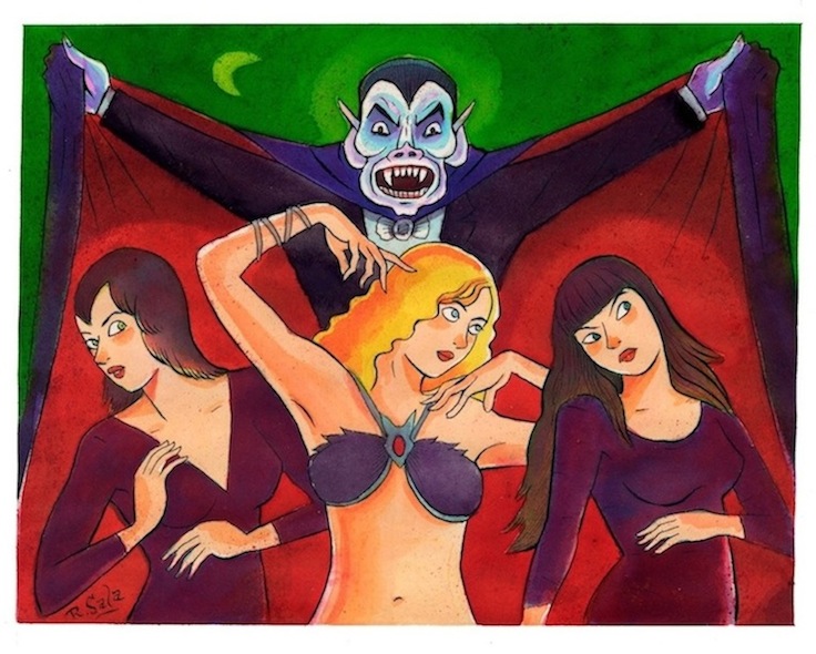 "Dracula's Brides (Green Moon)" is copyright ©2008 by Richard Sala.  All rights reserved.  Reproduction prohibited.