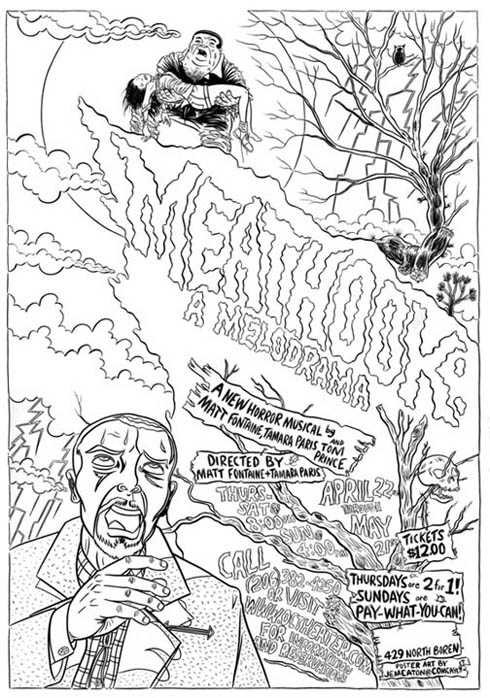"MEATHOOK, PLAY POSTER" is copyright ©2008 by Jeremy Eaton.  All rights reserved.  Reproduction prohibited.