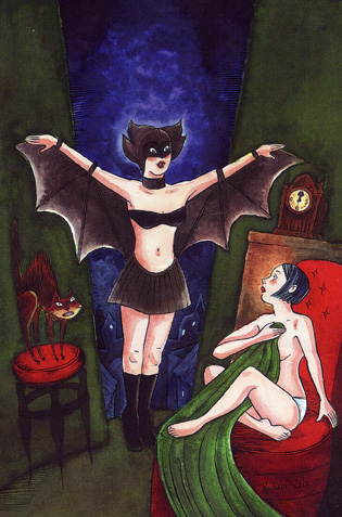 "PECULIA and the BAT LADY" is copyright ©2008 by Richard Sala.  All rights reserved.  Reproduction prohibited.