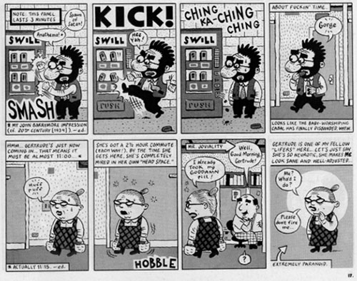 "SCHIZO # 3, page 17 (bottom half)" is copyright &copy;2008 by Ivan Brunetti.  All rights reserved.  Reproduction prohibited.